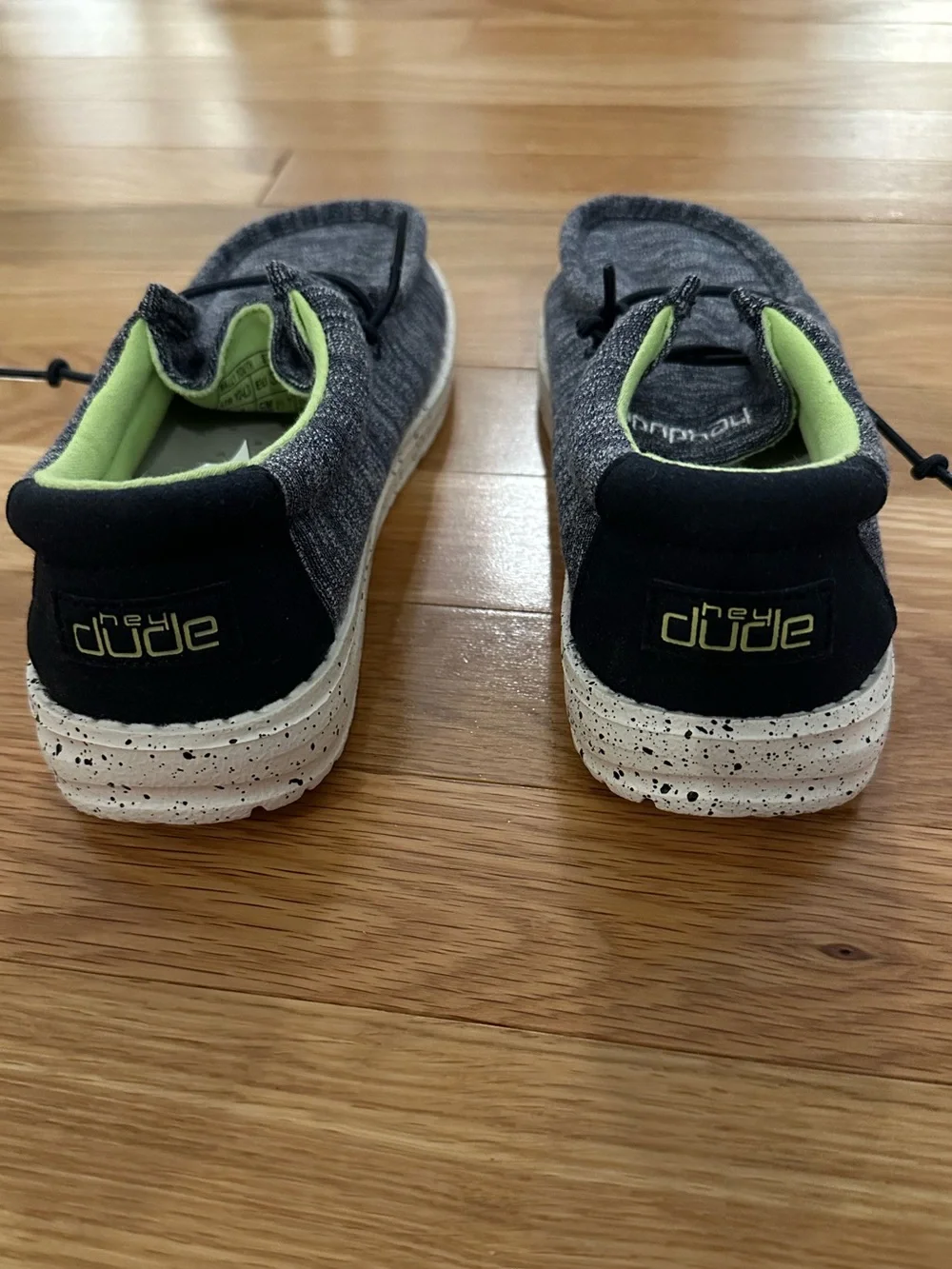 Hey Dude Kids Navy Knit Slip-On Sneakers with Lime Lining